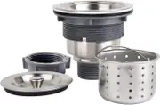 Heyone 3-1/2 Inch Sink Drain Assembly Kit, Removable Deep Sink Strainer Basket with Sink Stopper/Sealing Lid for Home, Kitchen, Stainless Steel