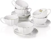 Royal Tea Cups and Saucers, with Gold Trim and Gift Box, British Coffee Cups, Te