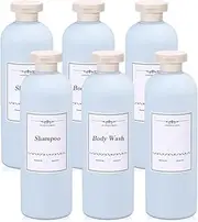 13.5oz 6Pcs Green Plastic Refillable Travel Shampoo and Conditioner Bottles Plastic Refillable Travel Shampoo Bottles with Flip Cap Plastic Refillable Shampoo and Conditioner Bottles Travel Size