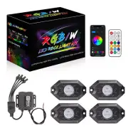 4 Pods RGB LED Rock Lights Wireless Bluetooth Music Multi-colour Off Road Truck