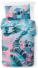 Jay Franco Disney Lilo & Stitch Floral 100% Cotton Single Duvet Cover Set - Includes 50 x 70cm Pillowcase