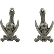 Set of 2 Pirate Jolly Roger Gun Sword Knife Weapon Wall Mount Display Holders