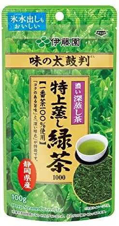 日本 伊藤園 味の太鼓判 特上蒸綠茶 一番茶100% 100g 茶葉 煎茶綠茶宇治抹茶飲品【小福部屋】