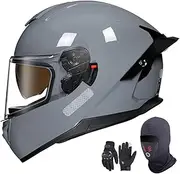Full Face Motorcycle Helmet ECE Approved Adults Men and Women Modular Motorcycle Helmet with Anti-Fog Double Visor