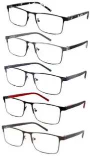 5 Pack Reading Glasses for Men,Blue Light Blocking 5 Pack Mix Color 1.25 x