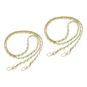 2Pcs 47" Purse Chain Strap with Buckle for Bags(Green, Gold)
