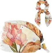 [YTYVAGT] Scrub Caps Women,Scrub Hats Suitable for Women,Easter Bunny Flower Tulip Cute Animal