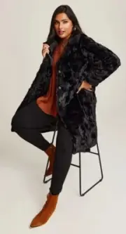 FREE POST NWT TS14+ Taking Shape Faux Fur Coat Jacket 20 RRP $349.99