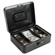 Steel Cash Box Safe with Combination LockMoney Safe Box with Removable Coin T...