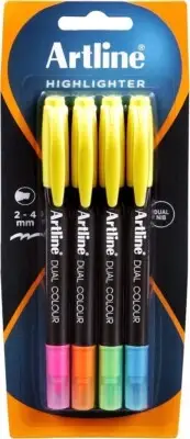2 x Artline Dual Nib Highlighter 4 Pack Assorted (AU Stock)