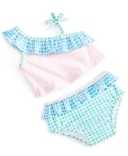 First Impressions Baby Girls Checkered Ruffle Swimsuit, 2 Piece Set, Created for