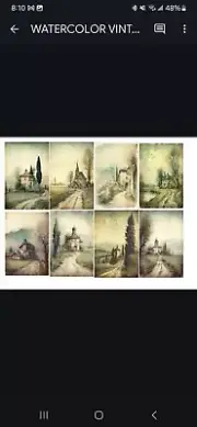 Watercolor Vintage Landscapes Tags Junk Journals Scrapbook Usa