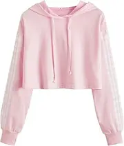 [MAKEMECHIC] Women's Pineapple Embroidered Hoodie Plaid Crop Top Sweatshirt