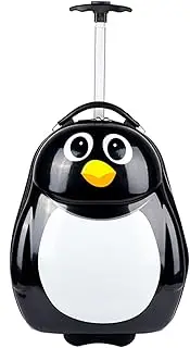 [PLMKO] 16-Inch Boy Girl Cartoon Animal Suitcase, Children's Luggage, Lightweight Hard Shell Trolley Case with 2 Wheels,Penguin