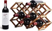 Wine Rack, Wooden Wine Storage Racks Countertop, 10 Bottle Wooden Stackable Wine Cellar Racks, Foldable Tabletop Free Standing Wine Bottle Stand Holder Display Shelf for Kitchen Bar Cabinets