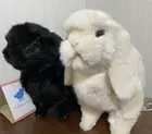 13" White & Black Lop Set Realistic Plush Doll HANSA BH7024 & BH8142 Rabbit