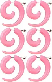 [Decentraland] 3 Pairs 3 mm(8 G) Black Acrylic Swirl Spiral Tribal Fake Tapers Gauge Stretcher Gauges Expander Gage Stretching Kit Ear Tunnels Earrings Plugs Set Body Piercing Jewelry Women Men