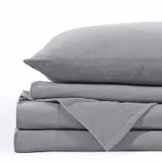 Royal Comfort Flannel Fitted Sheet Polar Fleece w/ Pillowcase Set Grey