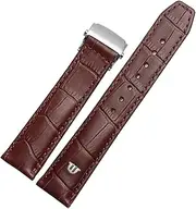 TONECY Genuine Leather Watch Strap 20mm 22mm for Maurice Lacroix Watchband Folding Buckle Leisure Business Cow Leather Bracelet (Color : Brown Silver Buckle, Size : 22mm)