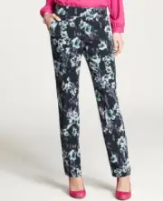 Ann Taylor - Size 4 Navy Desert Sky Blue Chic Moody Floral Pants $88 (D41)