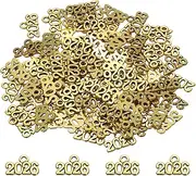 uxcell Metal Year Number Charm, Old Gold 2026 Year Charm Graduation Tassel for DIY Jewelry Making, Necklace Bracelets, Keychain, Pack of 100