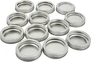 KICHOUSE 12Sets Canning Jar Lids and Rings Bands Replacement Seal Lids Tinplate with Workmanship for Food Storage Fits Regular Mouth Jars
