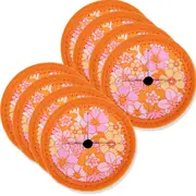 8x Splosh Picnic 9.5cm Retro Floral Wine Glass Round Coaster Table Protector Pad