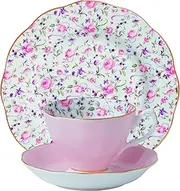 [Royal Albert] Rose Confetti 3-Piece Set (Teacup, Saucer and Plate 8")