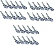 LABRIMP 3sets Chinese Ceramic Spoons Soup Serving Spoons Food Serving Seasoning 10pcs*3 Random Style