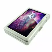 Galaxy Cat Em1 Cigarette Case with Built in Lighter Metal Wallet