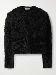 [16ARLINGTON] 16ARLINGTON - Bia Cropped Shearling Jacket - Black - large large Black