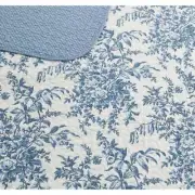 NEW! ~ COZY COTTAGE FRENCH SHABBY CHIC BLUE WHITE TROPICAL LEAF SOFT QUILT SET