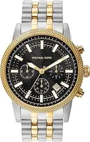 [Michael Kors] Men's Hutton Chronograph Watch with Leather or Steel Band