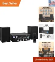 3-Piece Tray Loading CD Shelf System with Digital PLL FM Stereo Radio, Blueto...