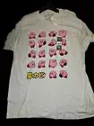 Kirby Adult T-Shirt Just Kirby Motions Lineup With Kanji White And Pink Nintendo