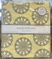 Wendy Bellissimo Yellow Grey Tile Medallion Fitted Crib Sheet 100% Cotton