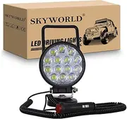 SKYWORLD LED Work Light With Magnetic Base, 4 Inch 42W Round Flood Spotlight 12V 24V Search Light for Car SUV ATV Tractor Truck 4x4 Boat, 6000K