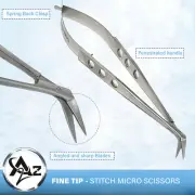Castroviejo Angled Stitch Scissors Sharp 4.5" Micro Eye Surgery Premium Quality