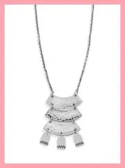 New BRIGHTON MARRAKESH SOLEIL Hammered Silver Layered Necklace Reversible NWT