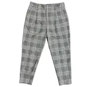 Banana Republic Twill Gray Plaid Tapered Crop Trouser Pants sz 8 Preppy Retro