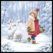 Children's Geese 1 - Counted Cross Stitch Patterns - Color & BW Symbols