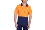 King Gee Mens Workcool Hyperfreeze Hi-vis Polo Work Shirt K54205 - Orange/Navy