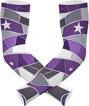 [Yoogain] UV Protection Arm Compression Sleeve American Flag Lilac and Silver Gray Seamless Compression Sleeves Tattoo Cover Two Way Wearing Styles cubre brazos, American Flag Lilac and Silver Gray