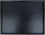 22 x 18 Inches Extra Large Solid Wood Serving Tray for Tea Coffee Table Snack Food Meals Serving Plate Kitchen Party Bar Breakfast Server with Raised Edges Black Wooden Decorative Ottoman Tray