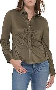 [Calvin Klein] Women's Collar Soft Sinched Micro Suede