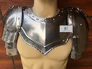Nauticalmart Medieval Gothic Gorget with Pauldrons -Medieval Iron Gorget Spaulders Arm Shoulder Set | Viking Crusader Pauldrons Steel Handmade Neck Protector | SCA LARP Knight Metal Shoulder Guard