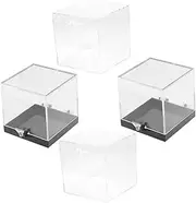 [LABRIMP] 4Pcs Clear Square Cube Storage Boxes Transparent Displaying Containers for Jewelry Keepsakes and Candy Smooth Edges Lightweight for Home and