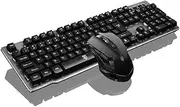 Wireless Mechanical Feel Keyboard and Mouse Set,2.4Ghz Cordless Gaming Keyboard for Laptop Desktop PC Strong Compatible with Windows,ios,Android(above 4.0),etc -No Backlight