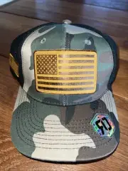 American Flag Runs Deep Tactical Baseball Cap Green Camo Men's Snapback New