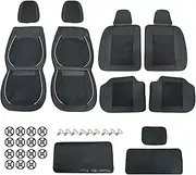 AOUTTUOA Car Driver & Passenger Side All Surround seat Cover Microfiber Leather with Linen Material Seat Cover Black Color